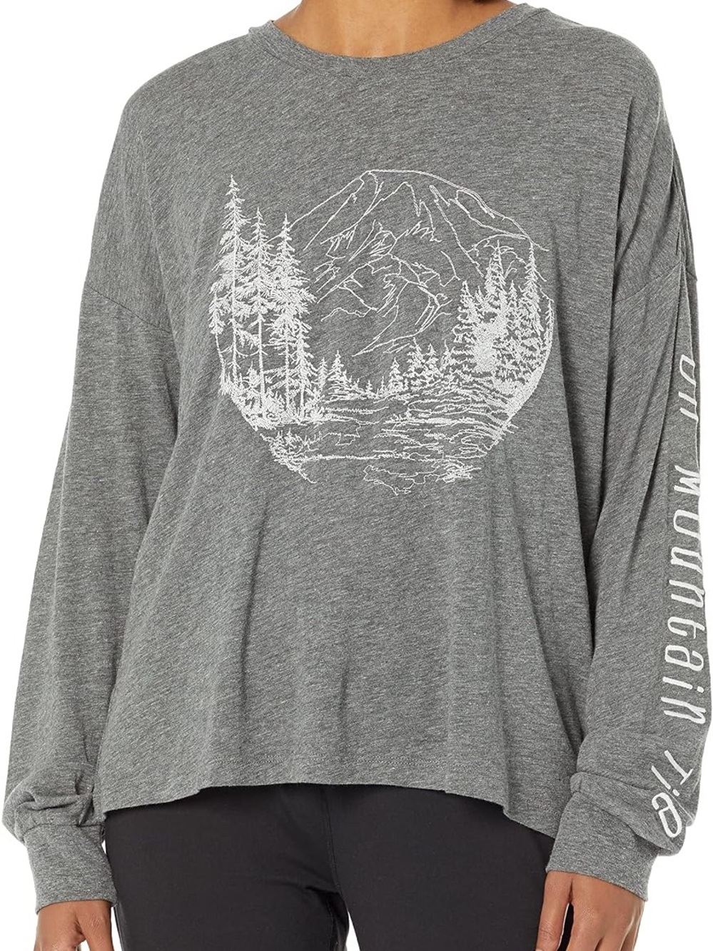 Salvage Gray Long Sleeve Mountain Graphic Tee
